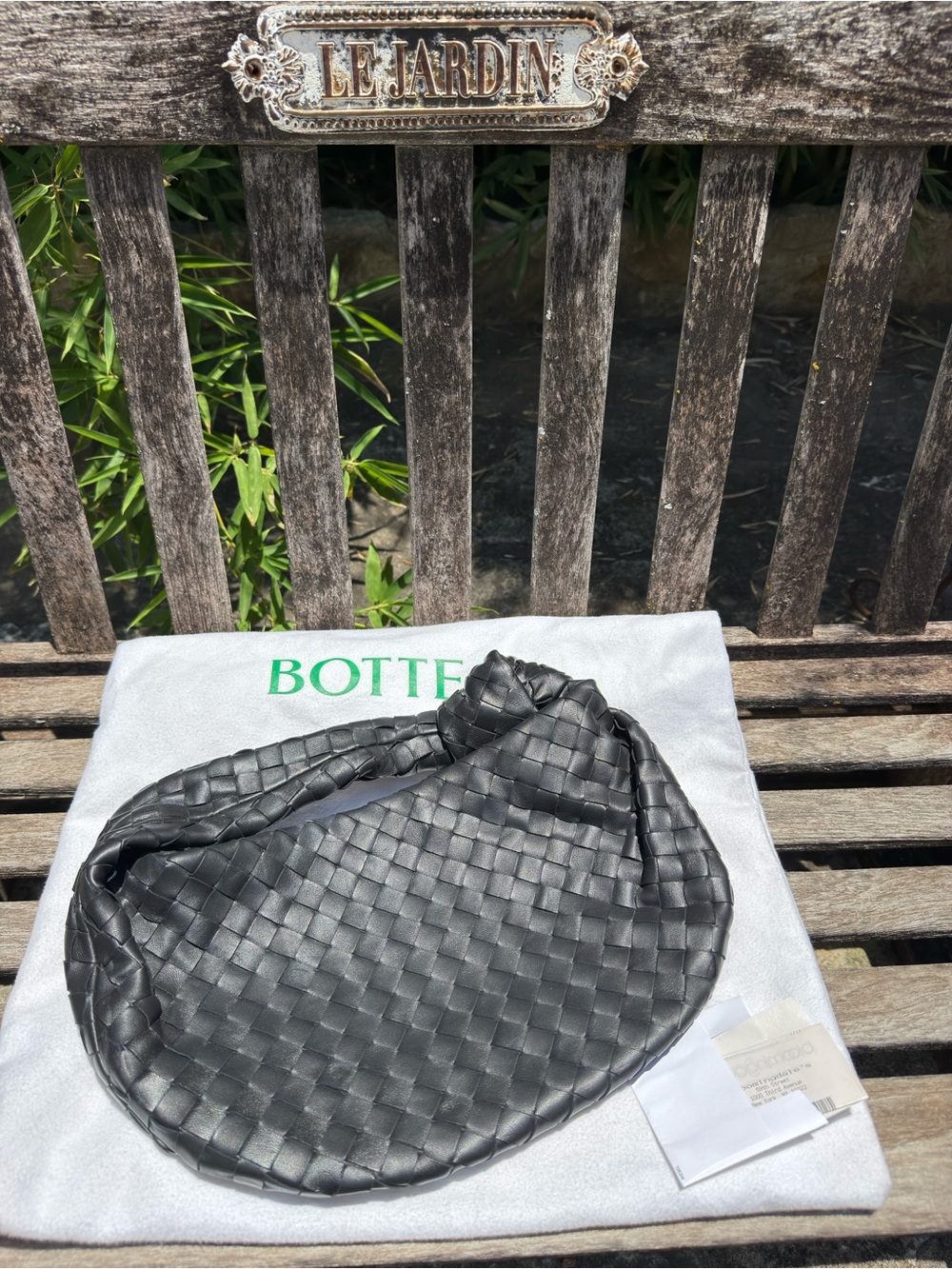 Bottega Veneta Black Teen Jodie Intrecciato Leather Handbag